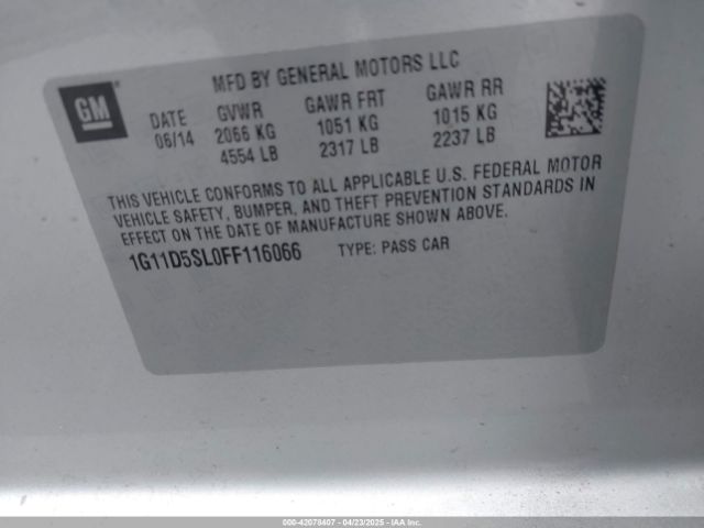 1G11D5SL0FF116066 Chevrolet MALIBU 2LT