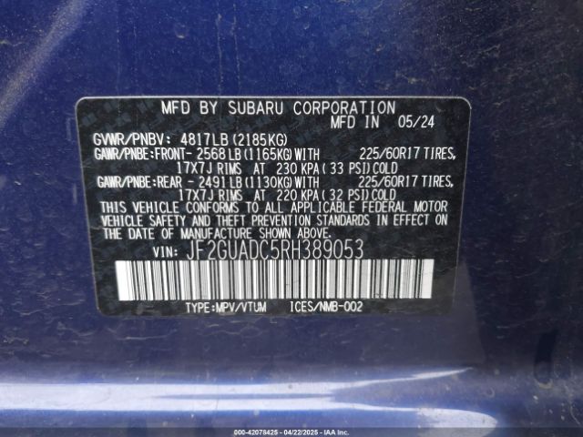 JF2GUADC5RH389053 Subaru Crosstrek Premium