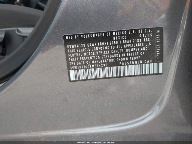 3VW1K7AJ7FM344295 Volkswagen Jetta 2.0l S