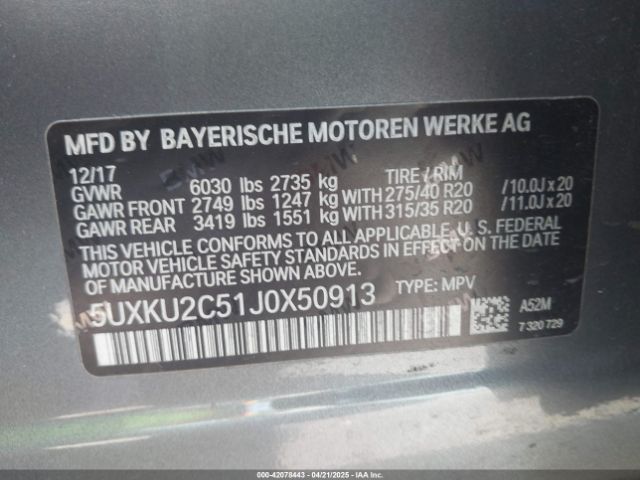 5UXKU2C51J0X50913 BMW X6 Xdrive35i