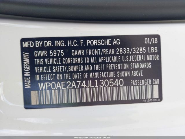 WP0AE2A74JL130540 Porsche Panamera E-hybrid 4