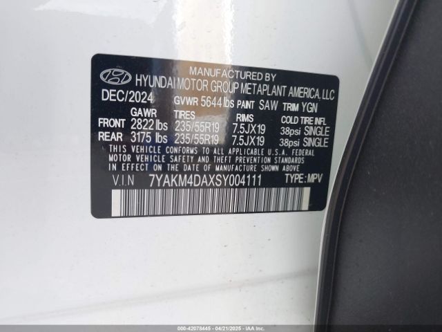 7YAKM4DAXSY004111 Hyundai IONIQ 5 SE