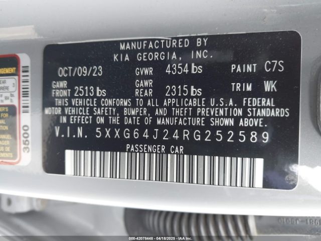 5XXG64J24RG252589 KIA K5 Gt-line