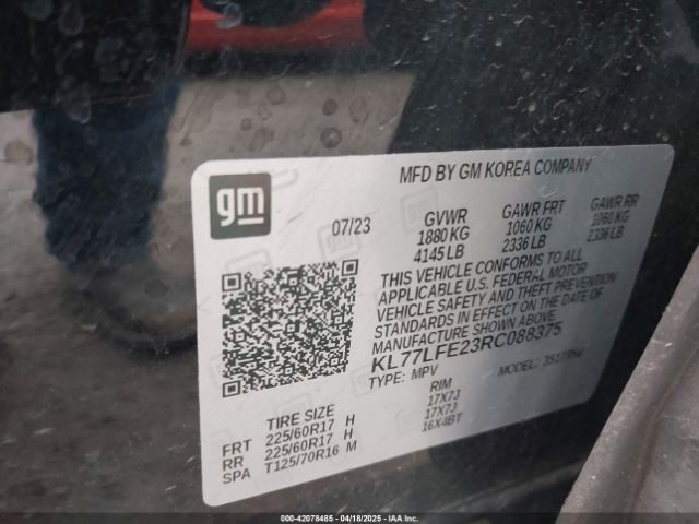 KL77LFE23RC088375 Chevrolet Trax Fwd Sp