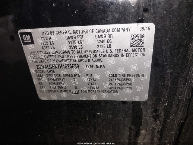 2GNALCEK7H1526639 Chevrolet EQUINOX LT