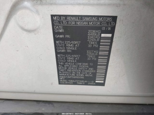 KNMAT2MT5GP650911 Nissan ROGUE S