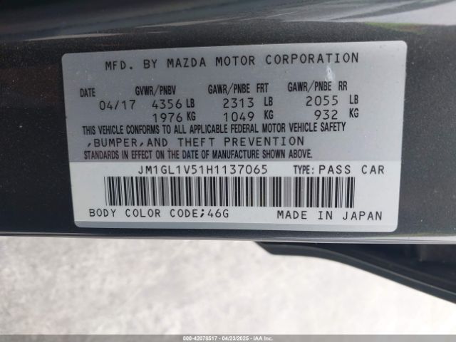 JM1GL1V51H1137065 Mazda Mazda6 Touring