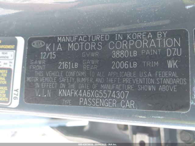 KNAFK4A6XG5574307 KIA FORTE LX
