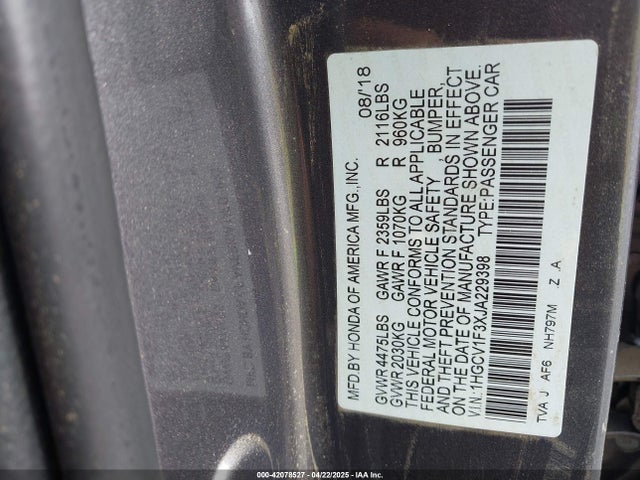 1HGCV1F3XJA229398 Honda Accord Sport