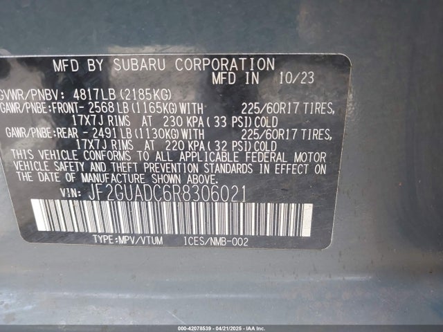 JF2GUADC6R8306021 Subaru na