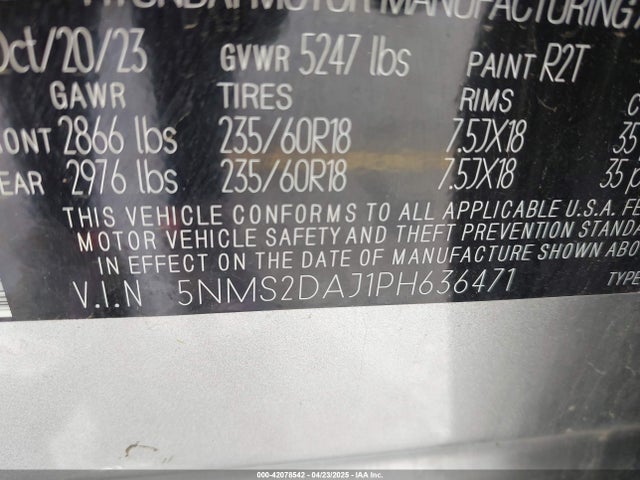5NMS2DAJ1PH636471 Hyundai gdi theta iii