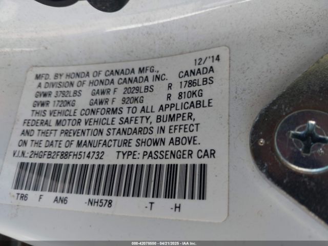2HGFB2F88FH514732 Honda CIVIC EX