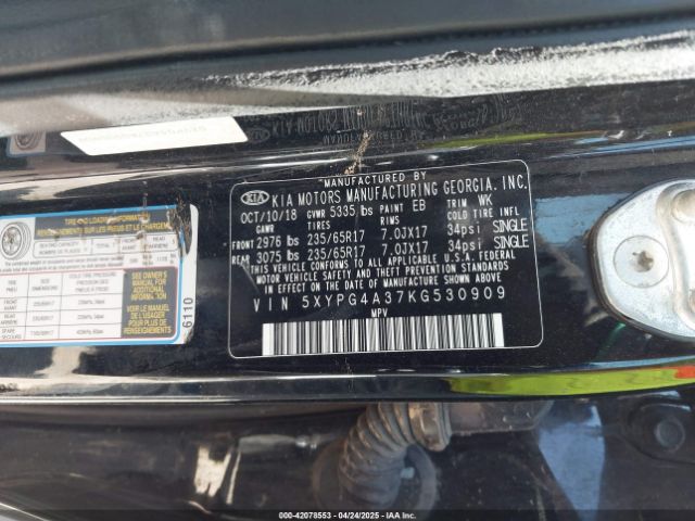 5XYPG4A37KG530909 KIA Sorento 2.4l L