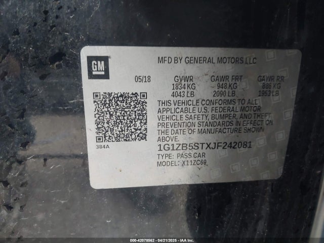 1G1ZB5STXJF242081 Chevrolet Malibu 1ls