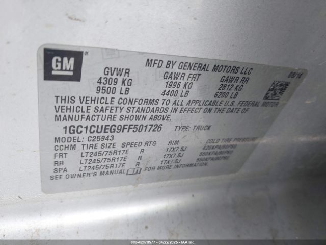 1GC1CUEG9FF501726 Chevrolet Silverado 2500hd Wt
