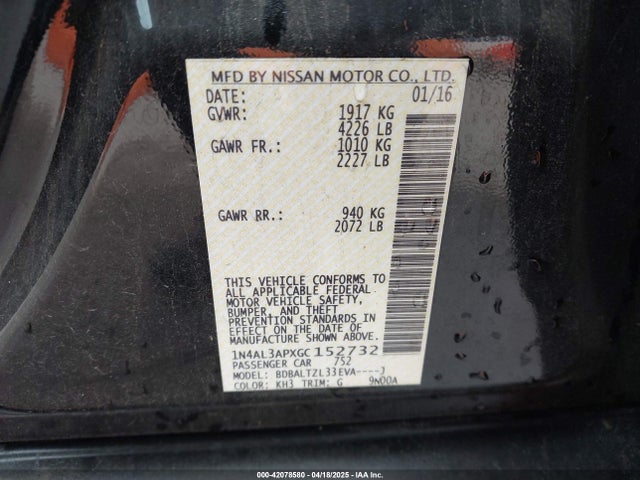 1N4AL3APXGC152732 Nissan Altima