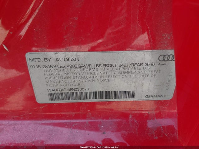 2015 AUDI A4 WAUFFAFL4FN030076 Photo 8