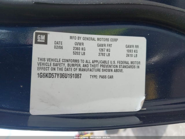 2006 CADILLAC DTS 1G6KD57Y06U191087 Photo 8