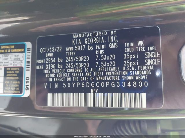5XYP6DGC0PG334800 KIA Telluride S