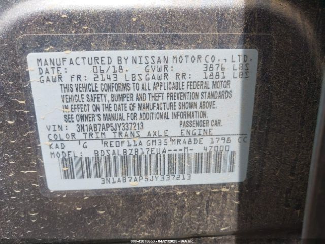 3N1AB7AP5JY337213 Nissan SENTRA S