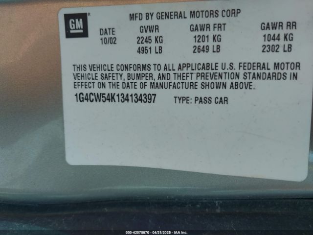 2003 BUICK PARK AVENUE 1G4CW54K134134397 Photo 8