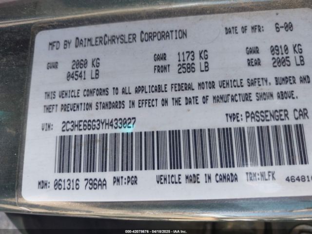 2000 CHRYSLER 300M 2C3HE66G3YH433027 Photo 8