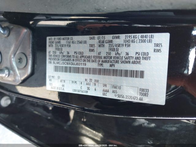 5LMCJ3C9XGUJ03119 Lincoln Mkc Reserve