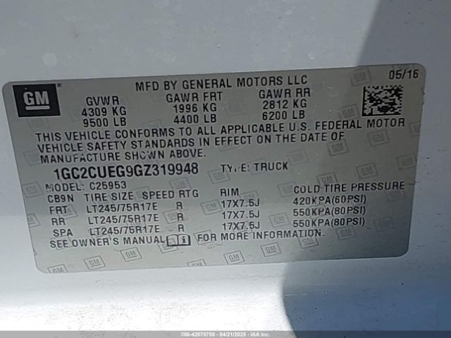 1GC2CUEG9GZ319948 Chevrolet Silverado 2500hd Wt