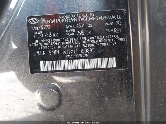5NPEH4J2XLH050885 Hyundai t-gdi gamma ii