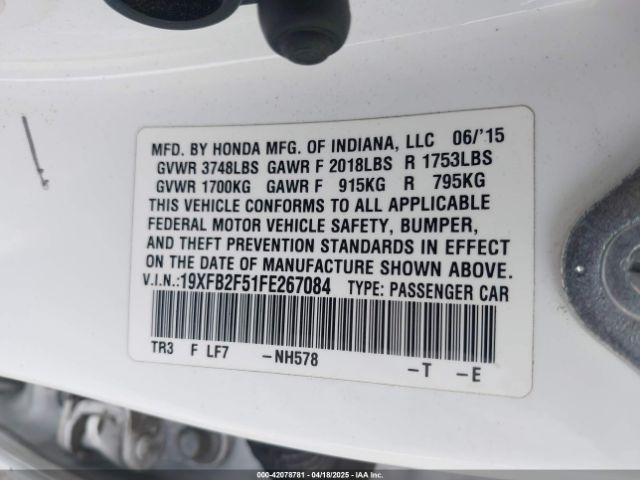 19XFB2F51FE267084 Honda Civic Lx