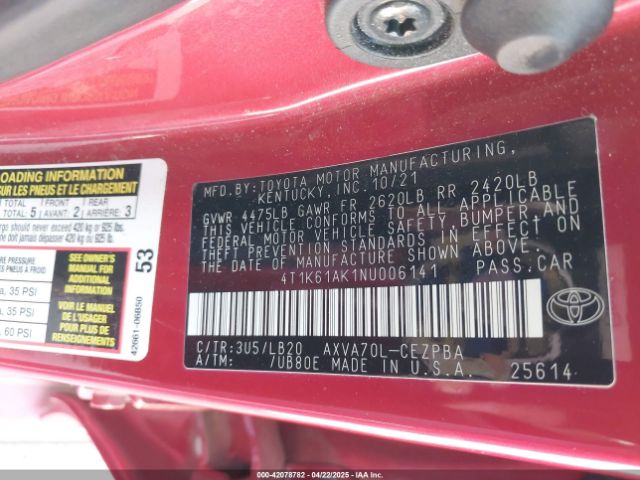 4T1K61AK1NU006141 Toyota CAMRY XSE