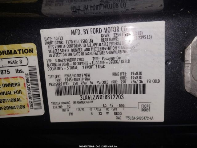 3LN6L2J90ER812203 Lincoln MKZ