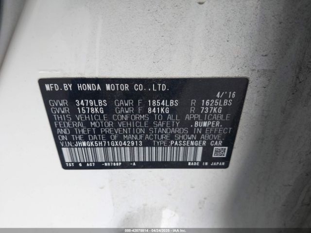 JHMGK5H71GX042913 Honda FIT EX