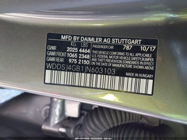 WDDSJ4GB1JN603103 Mercedes-Benz CLA 250 4MATIC