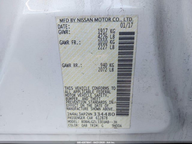 1N4AL3AP2HN334480 Nissan 2017