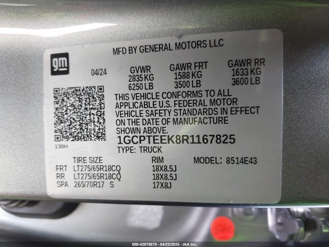 1GCPTEEK8R1167825 Chevrolet Colorado 4wd Trail Boss