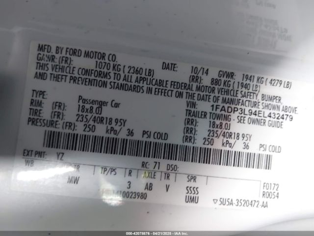 1FADP3L94EL432479 Ford FOCUS ST