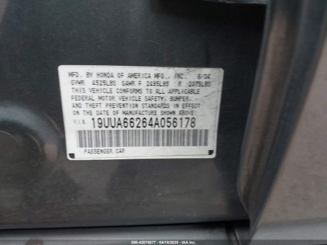 2004 ACURA TL 19UUA66264A056178 Photo 8