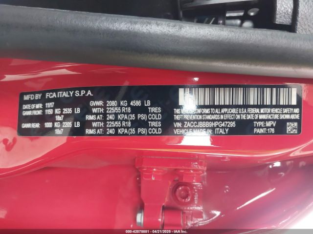 ZACCJBBB9HPG47295 Jeep Renegade Altitude 4x4