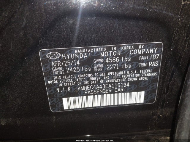 KMHEC4A43EA116134 Hyundai Sonata Hybrid Limited