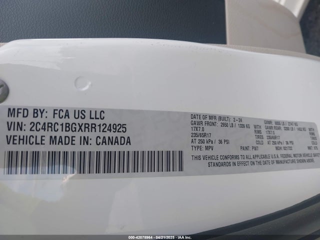 2C4RC1BGXRR124925 Chrysler Pacifica Touring L