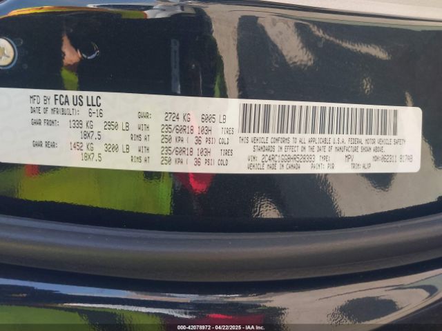 2C4RC1GG8HR528393 Chrysler Pacifica Limited