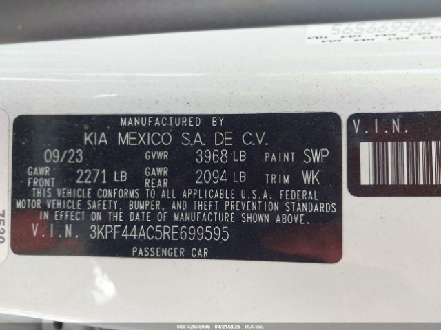3KPF44AC5RE699595 KIA FORTE GT