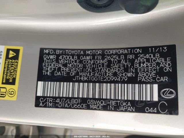 JTHBK1GG1E2099479 Lexus ES 350