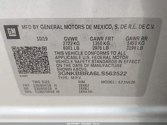 3GNKBBRA6LS563522 Chevrolet lcv