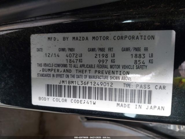 JM1BM1L36F1249012 Mazda Mazda3 S Touring