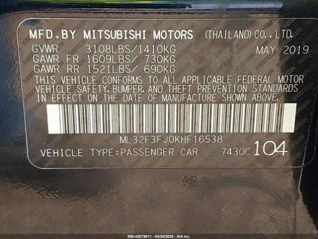 2019 MITSUBISHI MIRAGE G4 ML32F3FJ0KHF16538 Photo 8