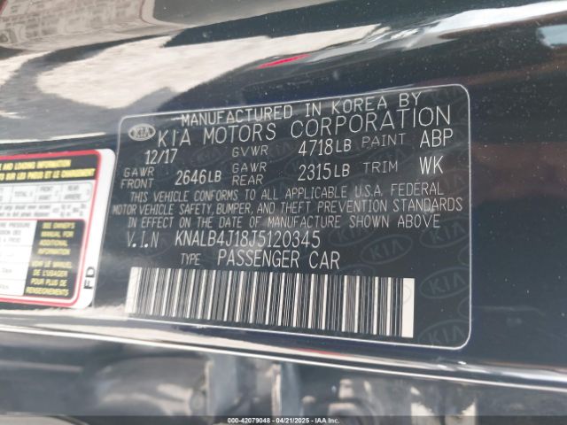 KNALB4J18J5120345 KIA Cadenza Premium