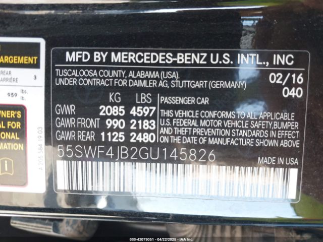55SWF4JB2GU145826 Mercedes-Benz C 300 Luxury/sport