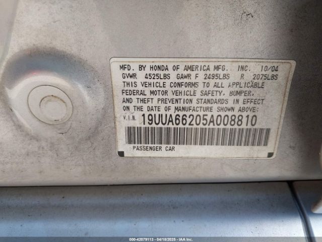 2005 ACURA TL 19UUA66205A008810 Photo 8